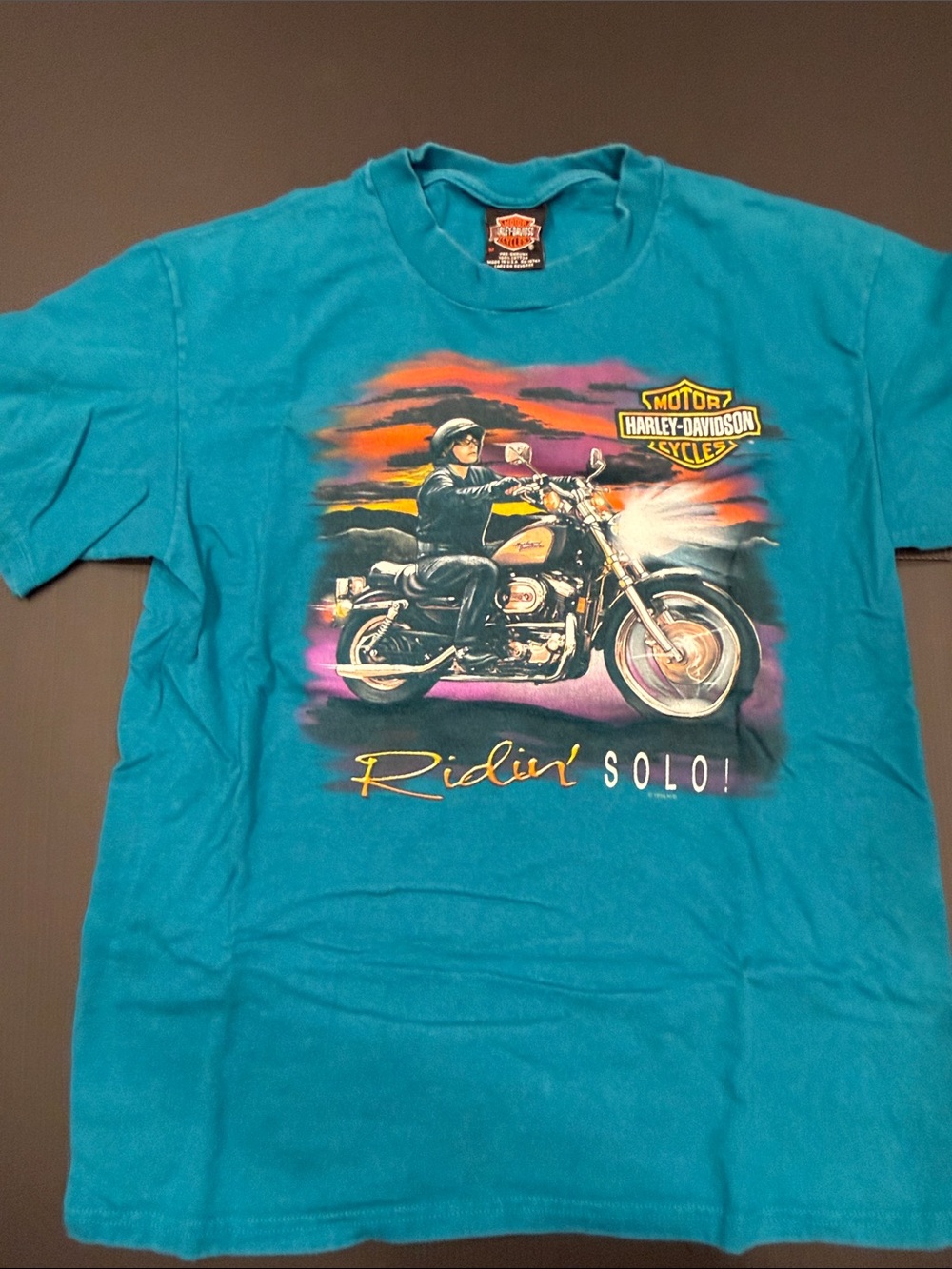 Harley-Davidson Teal Short Sleeve 'Ridin' Solo' Motorcycle Graphic Tee